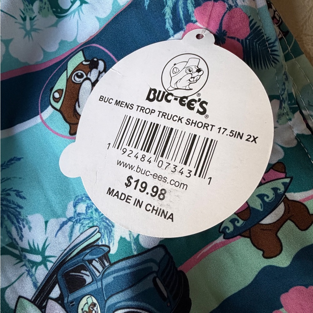 NEW Buc-ee’s Mens Tropical Surfer Hawaiian Surfboard Swim Trunks Shorts, XXL - Picture 5 of 9